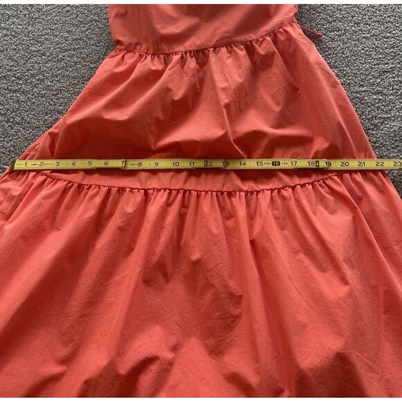 Gap Dress Women Coral Tiered Tie Back Maxi Cotton Pockets Classic Sz 8 T NWT - Picture 5 of 11